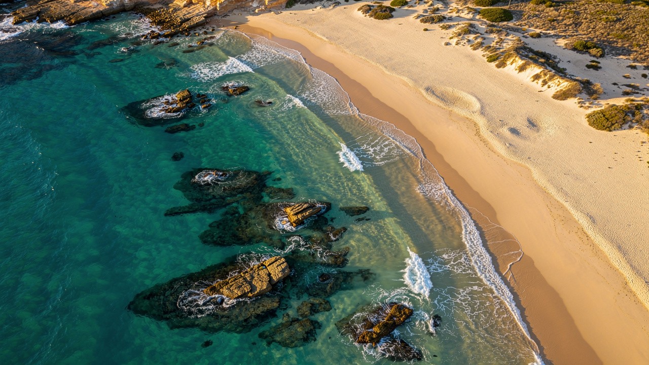 Aerial view of Australian coastline captured by drone