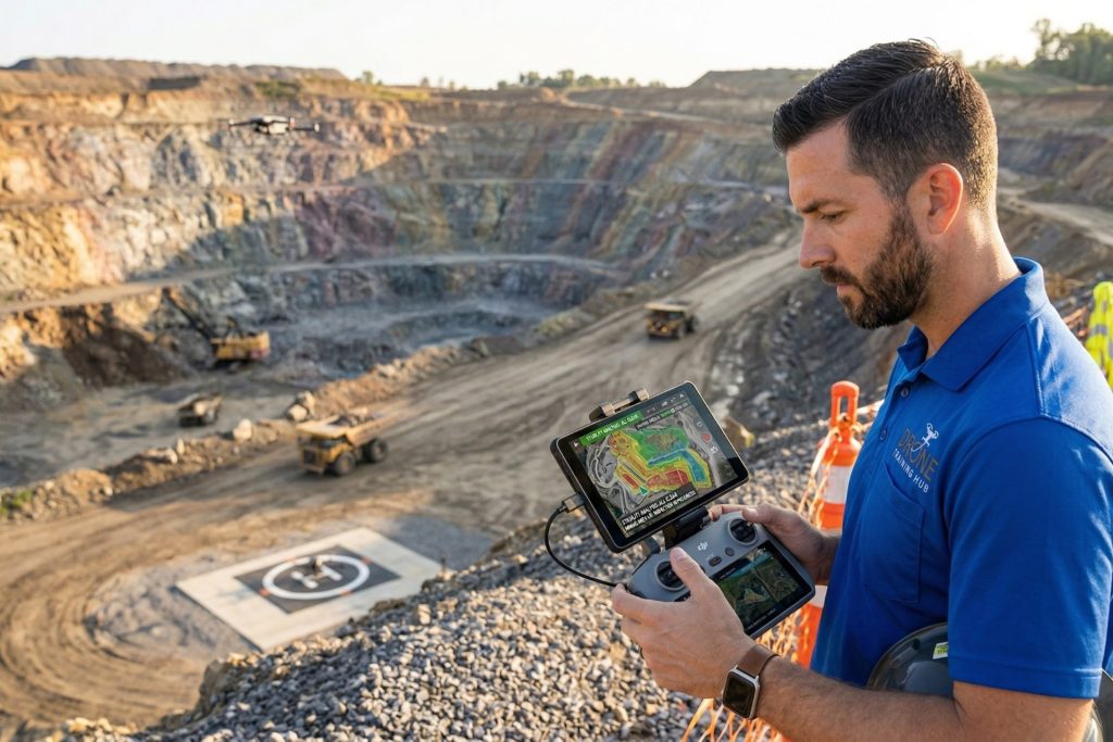 Drone conducting mining inspection in Australia